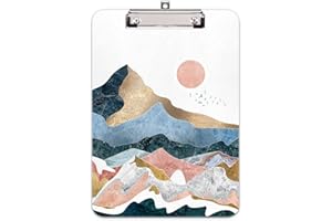 Hnogri portapapeles con pinza a4, diseno de moda portapapele de plastico rígido, Clipboard A4 Carpetas y tableros con pinza, para material de oficina escolar, montaña