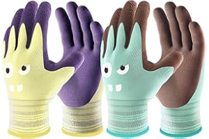COOLJOB 2 paia di guanti da lavoro per bambini 8-12 anni, guanti da giardinaggio per bambini con gommatura modal, ultra morbidi e delicati sulla pelle, taglia L