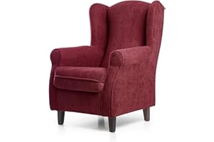 SUENOSZZZ-ESPECIALISTAS DEL DESCANSO SUEÑOS ZZZ - Sillón Irene, sillón orejero de Lactancia tapizado en Tela Anti Manchas Color Rojo, sillón butaca para Dormitorio, salón o habitación de bebé