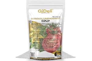 GiDeli Kaliumfosfat MKP 1 kg - Kristallint, Vattenlösligt PK-gödsel | Bladgödsel och markgödsel för blomning och fruktsättning, löses helt utan rester, för grönsaker och fruktträd