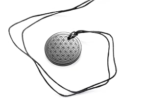 SN NATURSTEIN UG - Pendentif Pierre Shungit Fleur de Vie | Gemme et Pierre de Carélia - 50mm