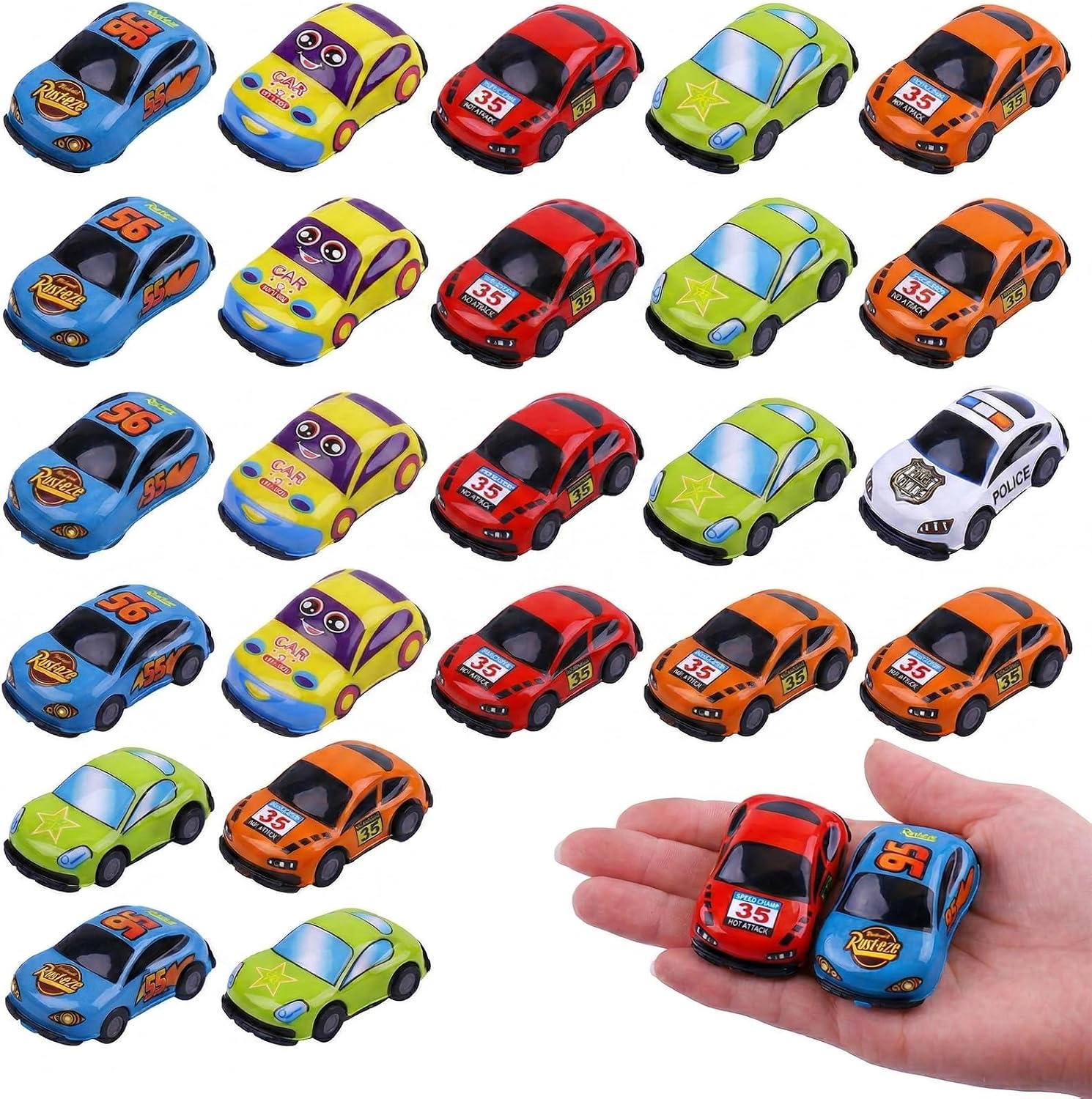 NiceNaiils 24 Pack Coches para Niños, Mini Racers Cars Juguetes, Micromachines de Retroceso de Metal, Juguete Coche de Carreras 3~9 Años, Cumpleaños Regalos