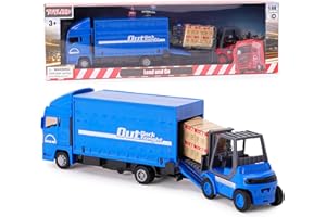Toyland®- 15cm(6") Blue MAN Freight Truck And Forklift - Transport Goods -Load And Go - 1:48 Scale - Kids Toy