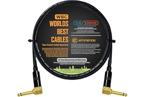 WORLDS BEST CABLES Van Damme Pro Grade Classic XKE, cavo patch per effetti a pedale per effetti per chitarra e basso, ultra flessibile, multi-schermato, con connettori TS e stivali sfalsati placcati oro, 50 cm