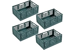 EURXLQ 4 Cestino Portaoggetti Pieghevole, Cassetta Plastica Pieghevole per La Cucina, Bagno, Ufficio (Verde, 30x20x12cm)
