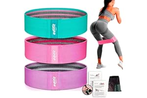 Edifit, Bandas Elásticas Musculación, Cintas con 3 Niveles de Resistencia, Fitness, Gomas Antideslizantes, Pack de 3, para Gym, Yoga, Crossfit, Pilates o Ejercio en Casa