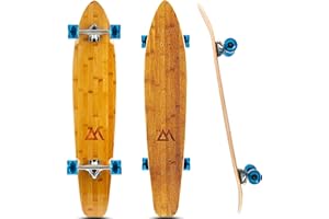 Magneto 44 inch Kicktail Cruiser Longboard Skateboard | Bamboo and Hard Maple Deck | Made for Adults, Teens, and Kids (Red)