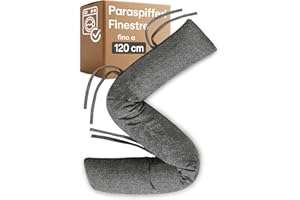 Praknu Paraspifferi Isolante per Porte e Finestre fino a 120 cm - Lavabile - Risparmio Energetico - Extra Lungo e Pesante - Grigio