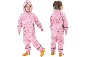 FEWLBY Imperméables Enfant, Combinaison de Pluie Poncho Imperméable Filles Manteaux Imperméables à Capuche Imperméable une pièce Réutilisable Outdoor Vêtements de Pluie