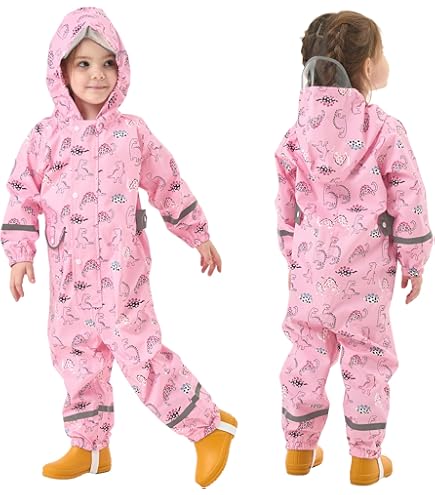 Bluey Regenjas voor meisjes met capuchon, waterdichte fleece gevoerde jas voor kinderen, outdoor regenkleding met capuchon, roze, 2-3 jaar