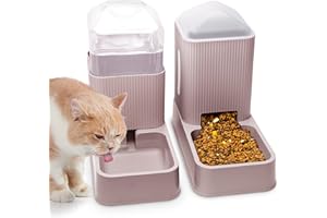 XINGCHENG-SPORT Automatischer Katzen-Futterspender Automatischer Hunde-Futterspender mit Hunde-Wassernapf-Spender, 2 Stück, Katzen-Futterspender und Katzen-Wasserspender im Set(Rosa) (pink)
