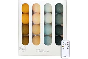 La Case de Cousin Paul Guirlande Lumineuse Chambre Enfant Boules Tissées LED, Télécommande, Programmable, USB, Fabriquée à la Main, Artisanale - 16 Boules (Le voyageur)