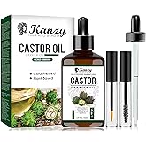 Kanzy Rizinusöl Kaltgepresst 100% Rein, 50ml Castor Oil for Hair Growth Natürlich Rizinus Öl für Körper, Haare, Nägel, Wimper
