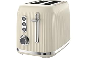 Breville Tostapane a 2 fette con crema alla vaniglia con sollevamento alto e slot larghi | Crema e Argento Cromato [VTR003]