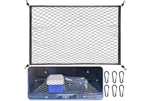 ZOVHYYA Kofferraum Gepäcknetz Gepäcknetz 60x80cm Erstreckt Sich auf 120x160cm Kofferraum Netz mit 6 Karabinern und 4 ABS Kunststoffschnallen Gepäcknetz Super Elastisch Geeignet für die meisten Autos