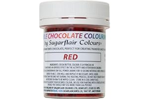 SUGARFLAIR COLOURS Sugarflair Colorazione al cioccolato rosso - Burro di cacao colorato per colorare il cioccolato o dipingere direttamente sul cioccolato, fogli o stampi per trasferimento - 35g