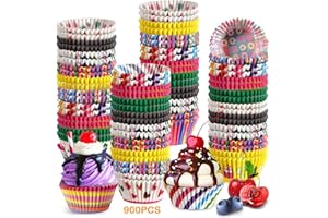 POWZOO 900 Pièces Caissettes à Cupcakes en Papier de Fête, Moule Cupcake Standard 6.8 * 3.2cm, pour Mariage, Dessert, Fête, Gobelets pour Gâteaux