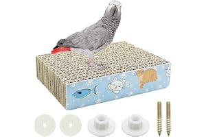 Allazone Bird Perch Stand, Parrot Toys Parrot Chew Toys, Parrot Cardboard Bird Chew Toys Shredder Foraging Toys for Parakeet Parrot, Cockatiel, Conure, Lovebirds, S