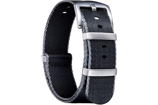 BINLUN Bracelet de Montre en Nylon Balistique Militaire Remplacement Bracelet Montre Tressé avec Noir/Argent Boucle en Acier Hommes Femmes 20 Couleurs 18mm 20mm 22mm 24mm (Version de Mise à Niveau)