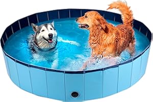 maxxpro Hundepool - 160 x 30 cm - Große Hunderassen - Faltbar - Anti-Rutsch-Boden - mit Entleerungsventil - Blau