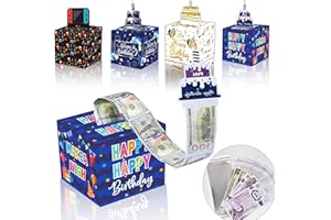 LIPENS Birthday Money Box Cash Gift Pull Surprise Money Gift Box with Pull out Card and 30Pcs Transparent Bags, Money Presentation Box for Cash Gifts Birthday, Money Gift Box for Cash Gifts (blue1)