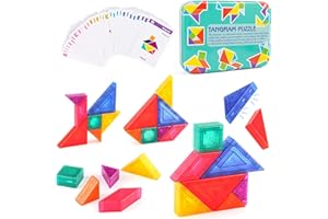 LTFIOON Tangram Magnético 3D – Juego Educativo de Viaje para Niños +3 Años con 32 Fichas, Estimula Creatividad y Pensamiento Espacial, Embalaje Seguro