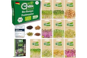 Green SEEDS - BIO Keimsorten Probierset Sprossen Samen & Microgreens zum selbst züchten - Saatgut 10er Probierpaket - Starter-Set für Sprossenglas & Kressesieb - Verpackt in nachhaltigem Graspapier