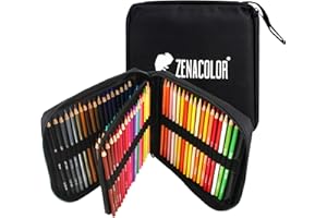 Zenacolor - 72 Crayon de Couleurs Professionnel, avec Trousse de Transport - Set de 72 Couleurs Uniques - Dessin, Esquisse, Coloration - Crayons de Couleur pour Adultes et Enfants