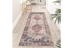 Falflor Hallway Runner Rug 65x180cm Non Slip Distressed Runner Rugs for Hallway Washbale Kitchen Rug Low Pile Carpet Floor Mat