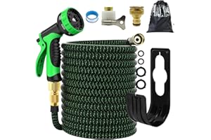 NINGESHOP Tuyau Arrosage Extensible 15m,Tuyaux D'arrosage Embout 10 Modes Pistolet,Connecteur en Laiton Massif Avec Adaptateur 1/2’’ et 3/4’’,Tuyau d'arrosage Flexible pour Lavage de Voiture
