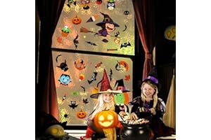 PRZRAO 375 Pezzi Vetrofanie Halloween Adesivi Halloween Doppia Faccia Adesivi Halloween per Finestre Riutilizzabile Sticker Halloween per Feste di Halloween