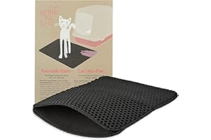Cat Litter Mat in Black: Small Cat Mat for Cat Litter Box 12x16in – Cat Litter Tray Mat – Cat Litter Tray Mats Indoor – Cat Accessories Pretty Kitty