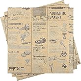 SUWORS Vintage Gazete Desenli Yağlı Sunum Kağıdı &ndash; Hamburger, Sandvi&ccedil; ve Patates Servis Kağıdı &ndash; Yağ Sızdırmaz Baskılı Gıda S