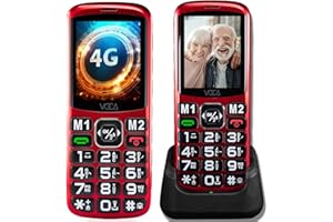 VOCA Big Button Mobile Phone for Elderly | 2.4" Large Screen | Unlocked 4G LTE | Loud Volume | SOS Button | Charging Dock | Predictive Text | 1500mAh Large Battery - V140