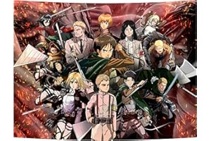 FENDROM Anime Tapestry - Attack on Titan Tapestry - Anime Wall Art - Eren Jaeger Tapestry - Anime Room Decor - AOT Tapestry - Attack on Titan Birthday Decorations, 130.00 x 150.00 cms