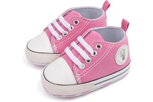 BAIELEY WALK IN THE CLOUDS Baby Boys Girls Infant Canvas Sneakers High Top Lace up Newborn First Walkers Cribster Shoe