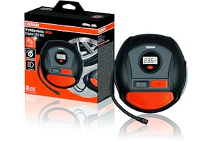 OSRAM TYREinflate 400, digital däckpump, upprullningskabel, strömanslutning via i bil 12V-uttag, däckpumpning på 3,5 minuter