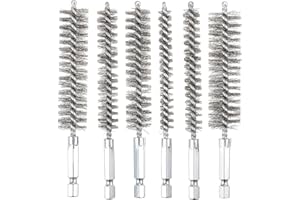 DDHHCP 6 Stück Heizkesselbürste, Bohrlochbürste, Drahtbürste Bohrmaschine, Gedrehte Drahtbürste Mit Griff Drahtbürste Akkuschrauber, Rohrbürste für Bohrmaschine Polier Schleifen Entgrate (8mm-19mm)