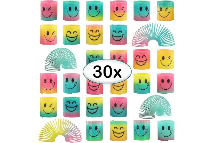 30 Spring Party Bag Fillers Rainbow Fidget Mini Smile Toys for Pinata Party Favour for Kids Boys Girls