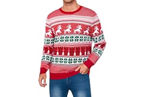 Totatuit Weihnachtspullover Herren Rentier Hässlicher Pullover Xmas Winterpullover Weihnachten Lustig Strick Ugly Christmas Sweater S-XXL