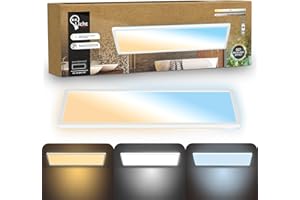 B.K.Licht - LED Deckenlampe, Flach, Dimmbar, Indirektes Licht, CCT warmweiß bis tageslichtweiß, IP44, Panel, Deckenleuchte, Kinderzimmer, Badezimmer Lampe, Küchenlampe, 58x20x3 cm, Weiß