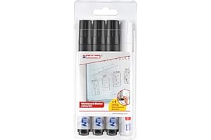 edding 660 - Rotulador para pizarras blancas (punta redonda, ancho trazo 1,5-3 mm, pack Promocional 1 e-90 incluido), color negro
