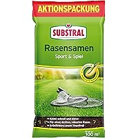 Substral Rasensamen Sport und Spiel, strapazierfähige Rasensaat-Mischung mit Grünfärbung gegen Vogelfraß, 2kg, 100m²