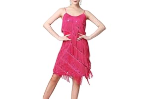 HAHAEMMA Vestido de mujer de los años 20, con flecos, con cuello halter, gran Gatsby, cóctel, fiesta, disfraz, flapper, carnaval