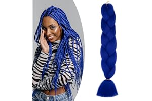 Gairyan Extension per Treccine Africane Extension Capelli Finti per Treccine Afro 24" Ombre Treccia Capelli Sintetici Crochet Twist Jumbo Braids confezione da 1 (Blu Zaffiro)