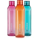 CELLO Venice Water Bottles Set of 3 Pcs For Daily Use, 1000ml Each Multicolor | Stylish & Unbreakable BPA-Free Leakproof Refrigerator Safe Pet Water Bottle For School, Office, Kitchen & Travel