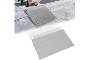 Daromigo Rampe de seuil de porte en aluminium pour fauteuil roulant - Charge maximale : 270 kg - Rampe de seuil antidérapante - Portable - Avec poignées - 100 x 70 x 10 cm