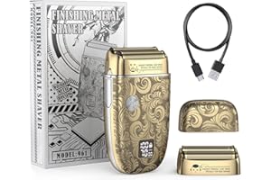 Bestauty Rasoio Elettrico Uomo, Tagliacapelli Uomo Professionale con 2 Lame, Rasoio Elettrico Corpo Uomo, Regolabarba Uomo, Rasoio Regali per Papà (7 in 1, Oro)