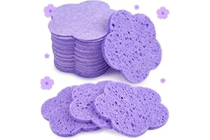 PALPROT 50 Stück Komprimierte Gesichtsschwämme für die Säuberung Blumenförmige Gesichtsschwämme zum Waschen Einweg Gesichtsschwamm für Kosmetikerinnen Wiederverwendbar Peeling-Gesichtswaschschwamm|Lila