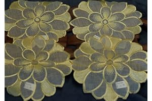 Aude Home Deckchen 4er Packung Decke Deckchen Bestickt 20cm rund Organz für kommode (20 cm rund)